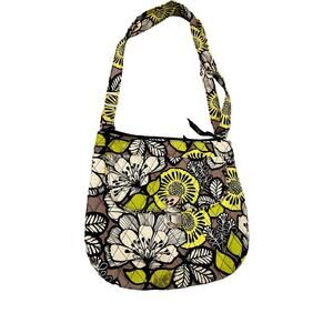 Vera Bradley Citron Green‎ Gray Black Floral Crossbody Shoulder Bag Cloth Fabric